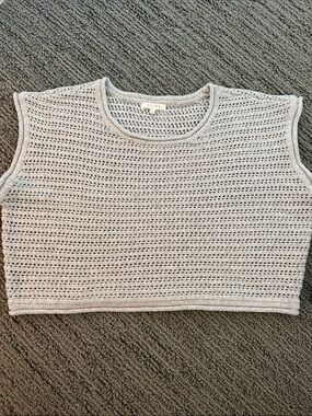 Z Supply Light Gray Cropped Open Knit Tank